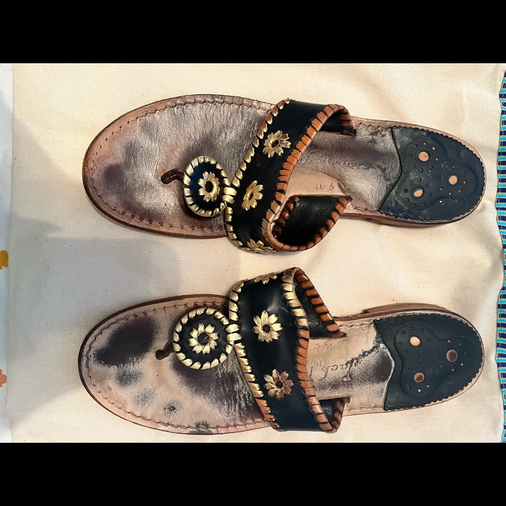 Black & gold jack Rogers